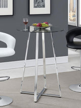 Zanella - Round Glass Top Bistro Bar Table - Chrome by CoasterEveryday | Bel Furniture