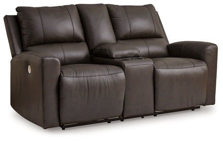 Boxmere - Storm - Dbl Power Reclining Loveseat with Console by Signature Design by Ashley® | Bel Furniture
