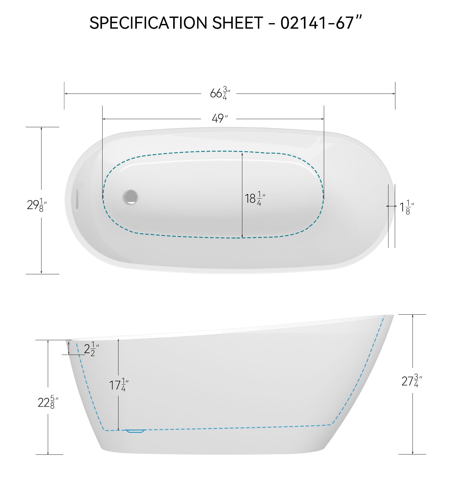 Acrylic Freestanding Soaking Bathtub With Classic Slotted Overflow And Toe-Tap Drain In Chrome, Cupc Certified.Easy To Install, 02141 - Glossy White