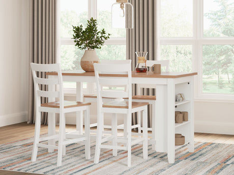 Gesthaven - Rectangular Dining Room Counter Set White 5 Pc. Table, 4 Stools by Signature Design by Ashley® | Bel Furniture