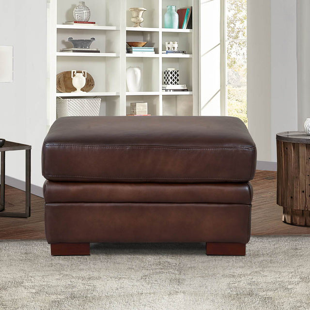 Brookfield - Leather Ottoman - Caramel by Hydeline Furniture | Bel Furniture