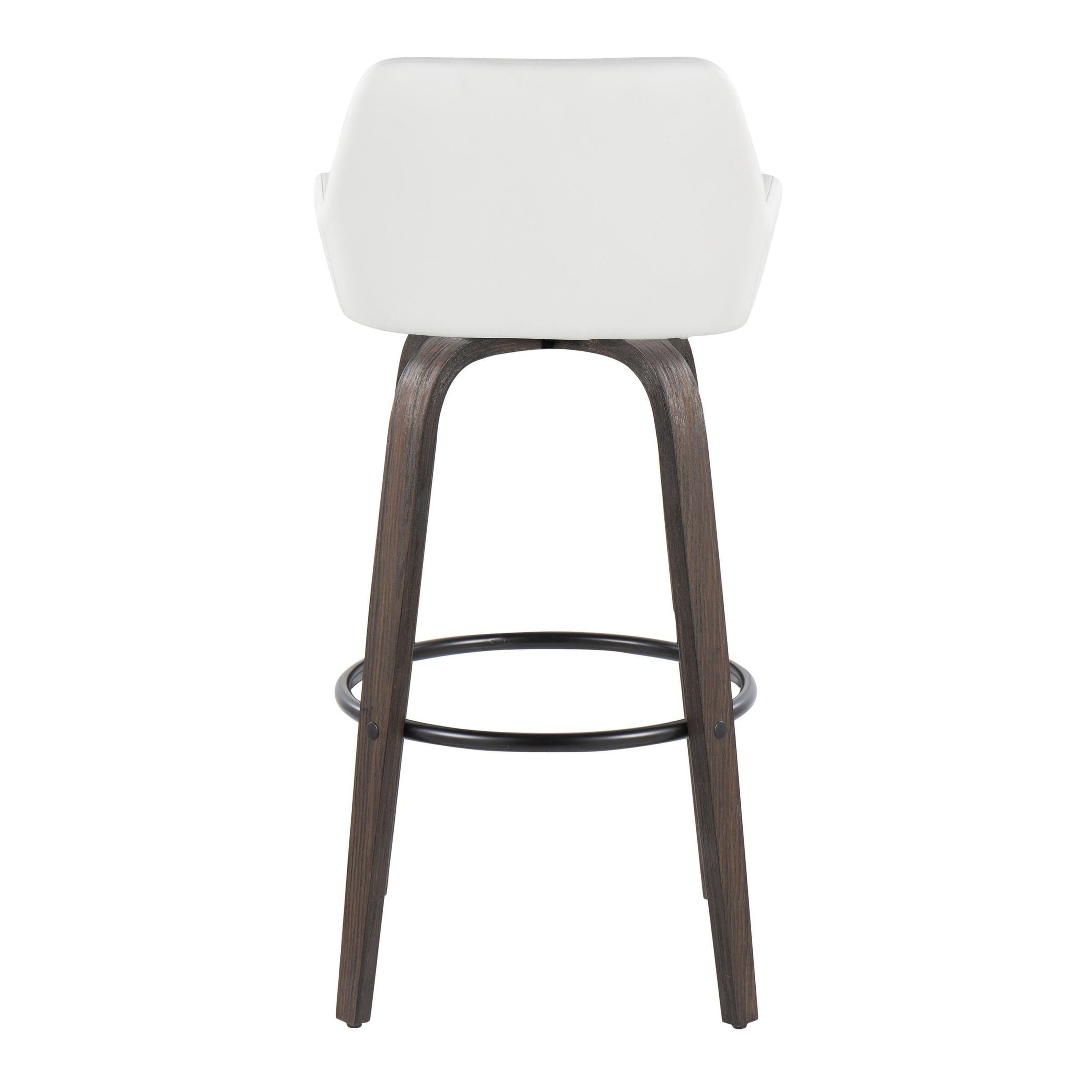 Daniella - Contemporary Fixed Height, Barstool With Swivel With Round Footrest (Set of 2)