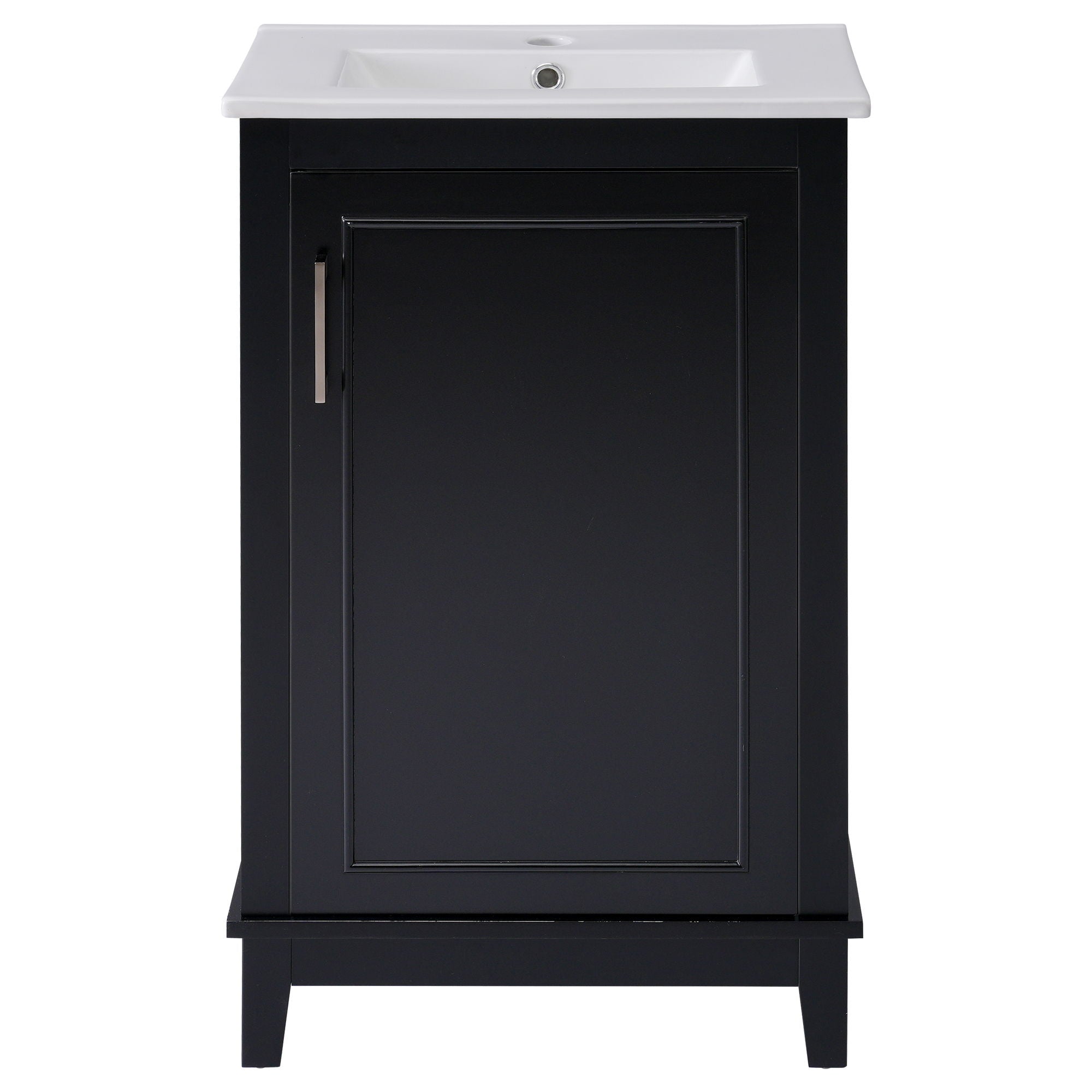 Modern Small Bathroom Vanity Cabinet With Ceramic Basin, Ample Storage, 1 Soft Close Door