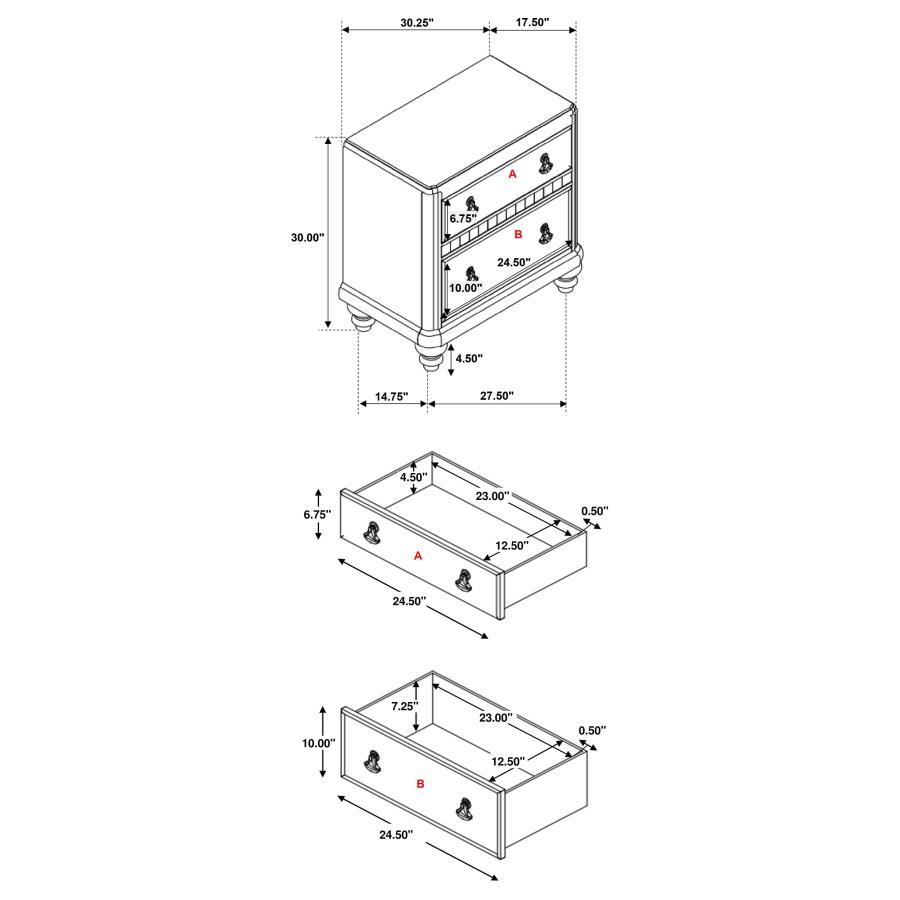 Bling - Game 2-Drawer Nightstand - Metallic Platinum