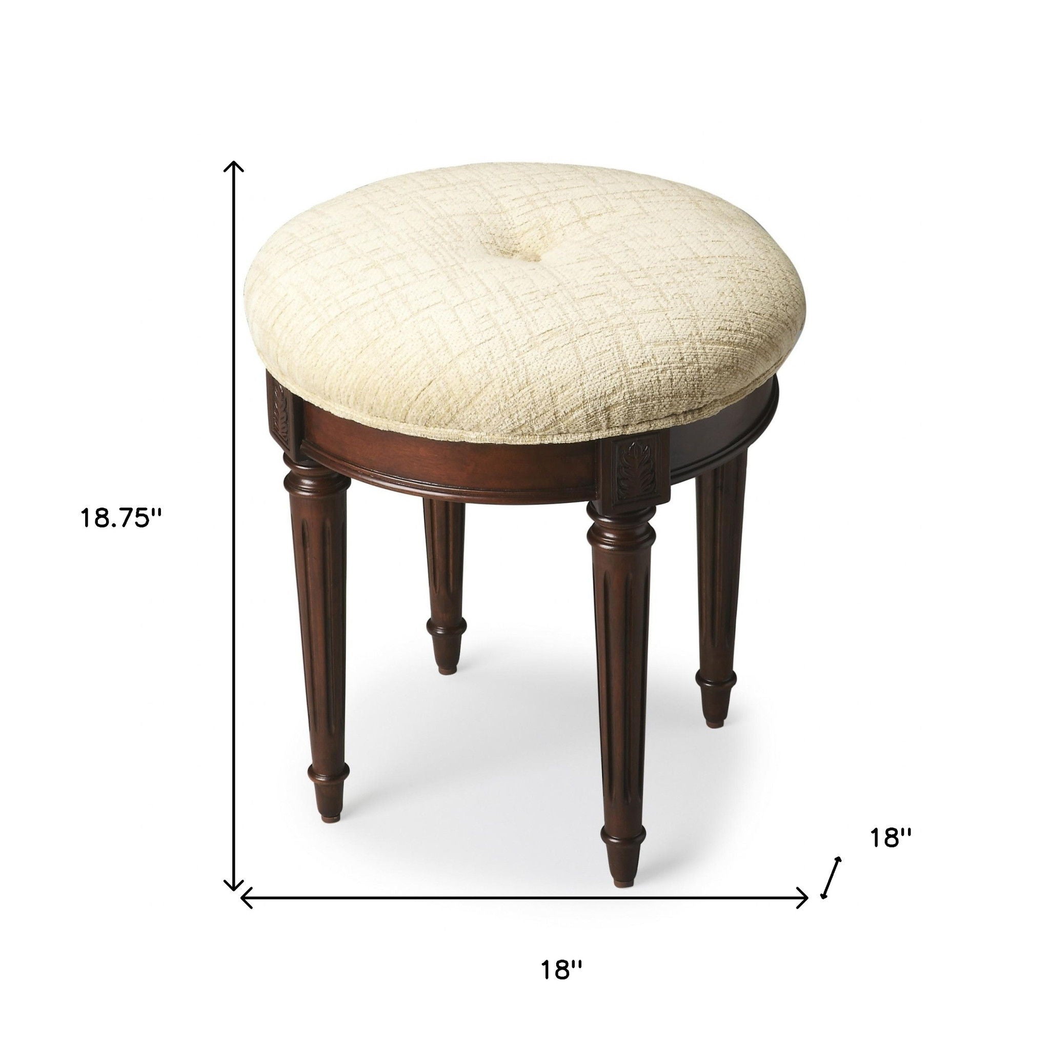 Linen And Dark Brown Ottoman - Off White