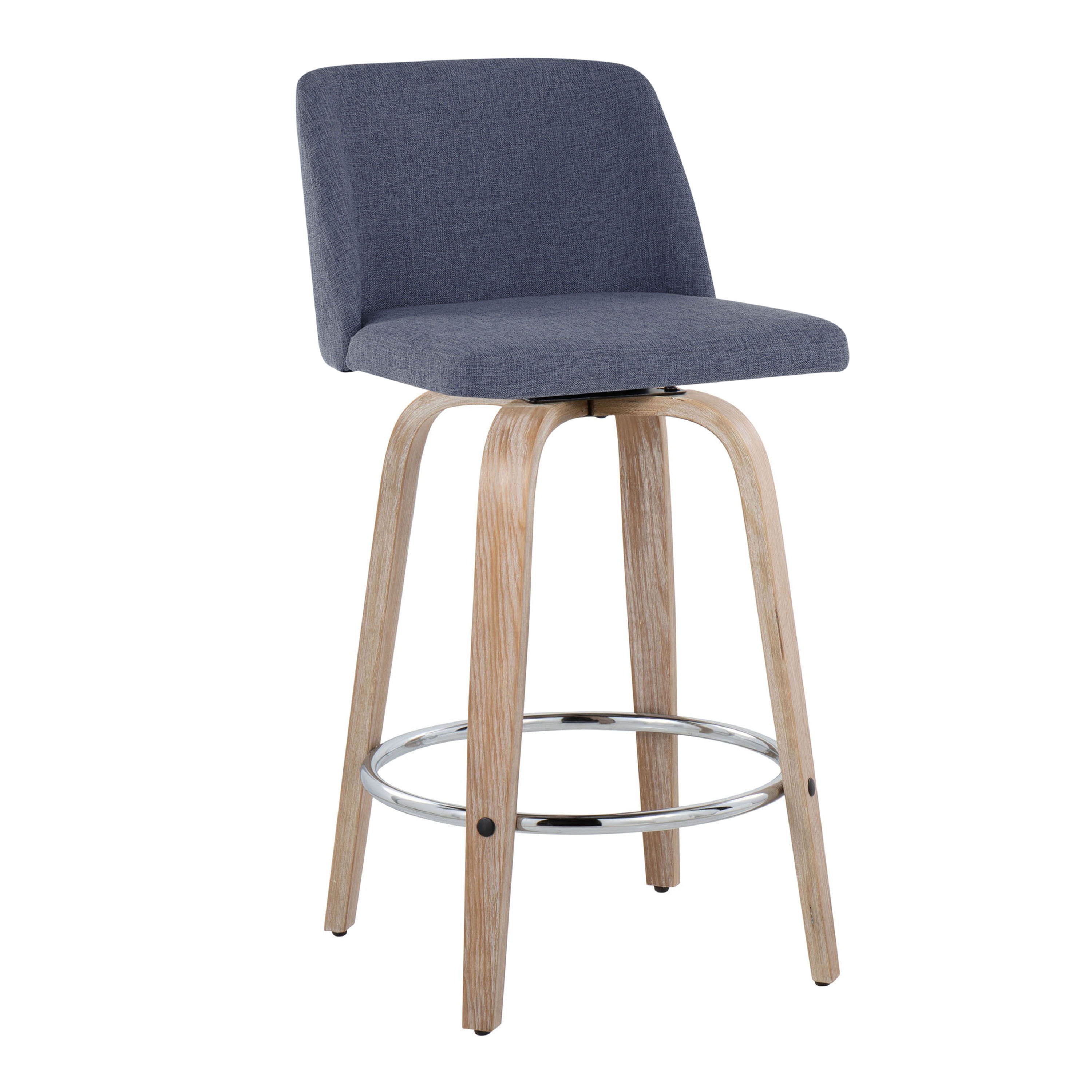 Toriano - Modern Design Fixed Height Counter Stool With Swivel With Round Footrest (Set of 2)