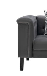 Mary - Velvet Tufted Chair With 1 Accent Pillow - Dark Gray by Lilola Home | Bel Furniture