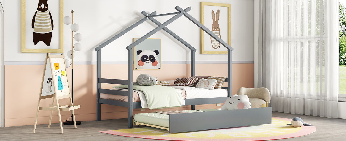 House-Shaped Bed With Trundle