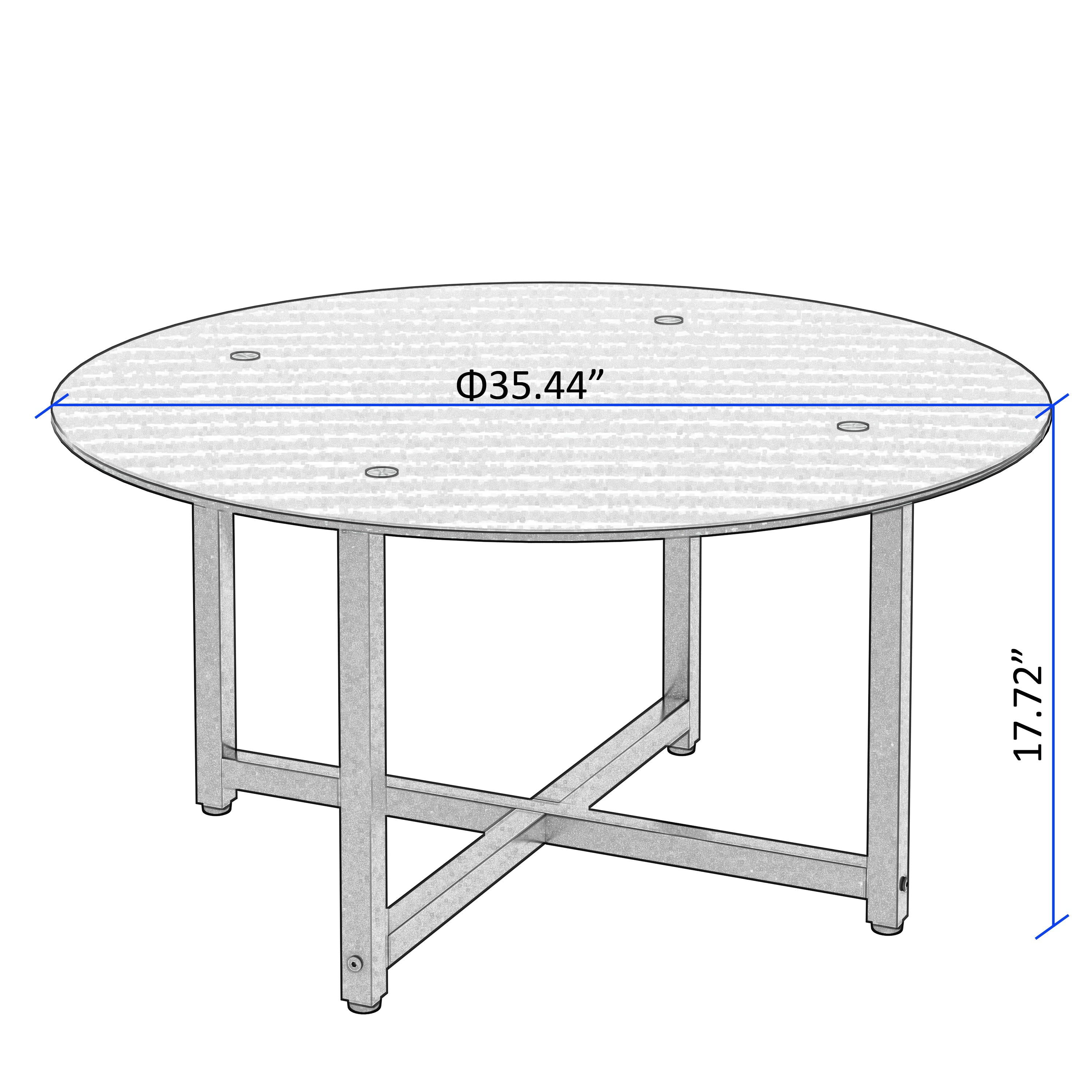 JWS Round Glass Coffee Table, Clear Coffee Table, Modern Side Center Tables For Living Room