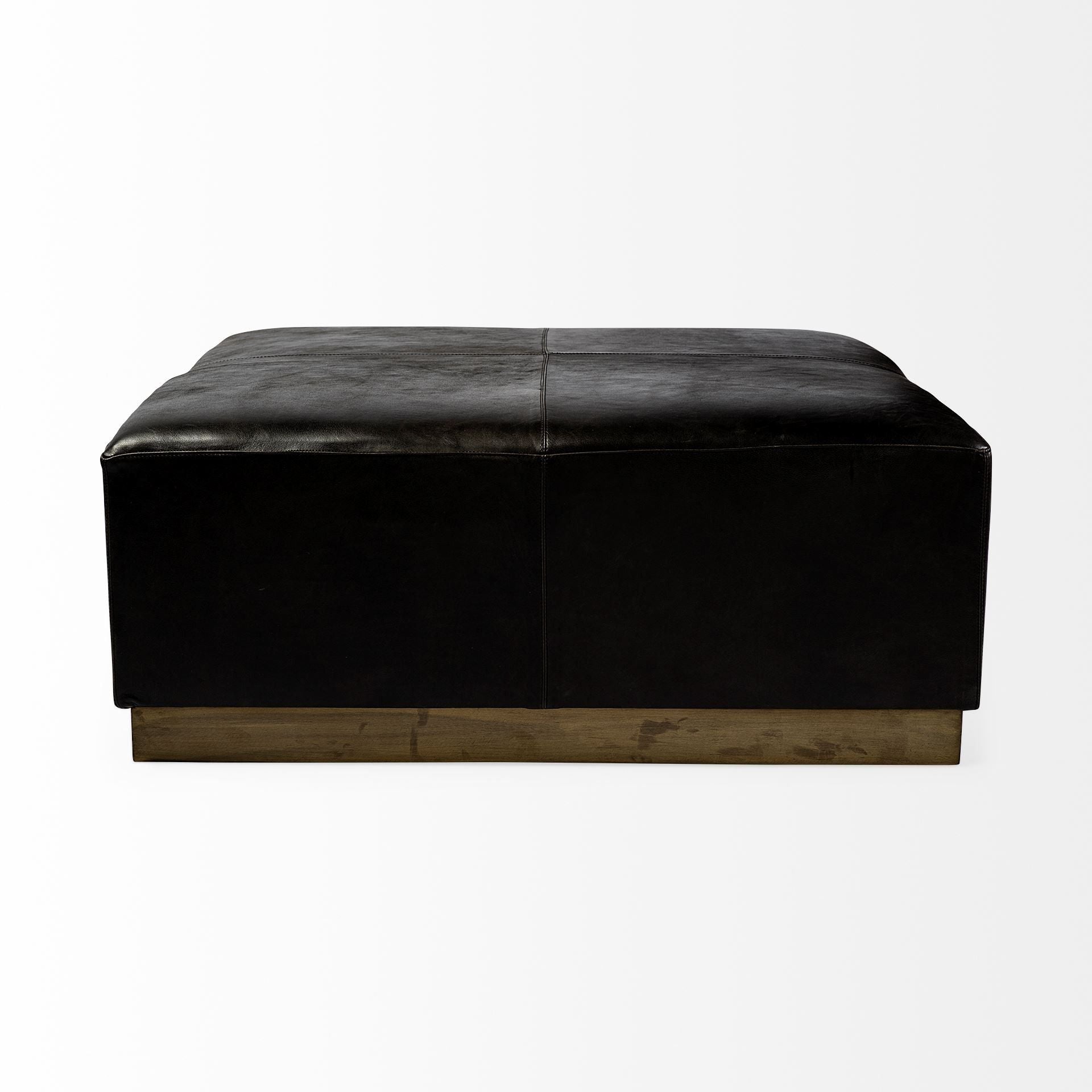 Faux Leather Footstool Ottoman - Black / Brown