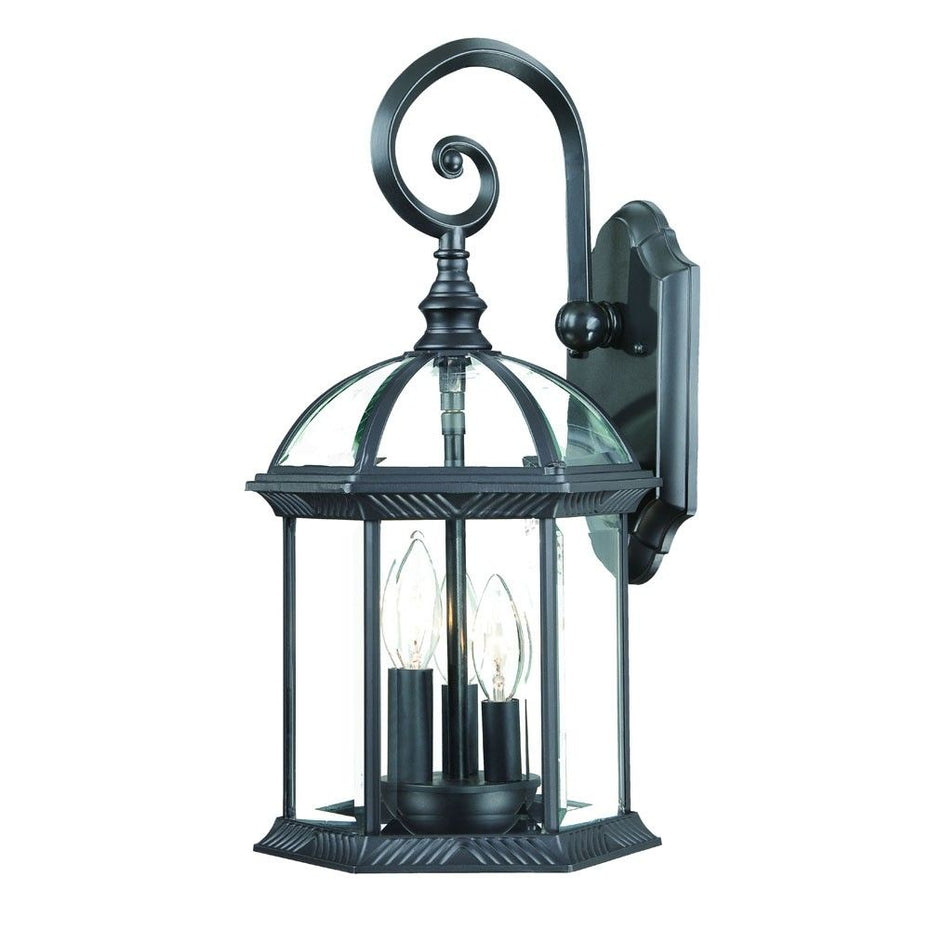 Three Light Eastern Lantern Wall Light - Matte Black