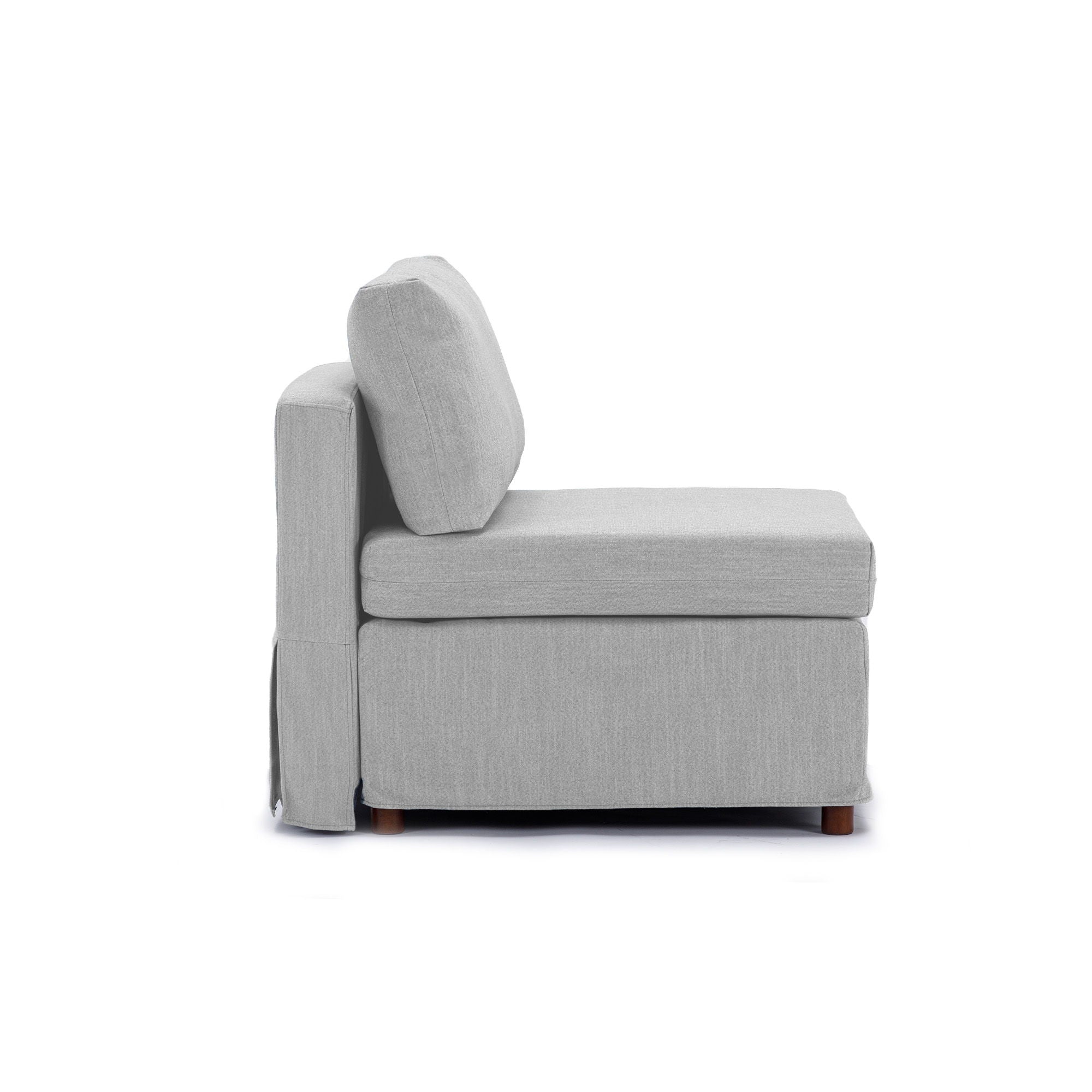 Single Seat Module Sofa Sectional Couch With Armrest With 1 Ottoman, Cushion Covers Non-Removable And Non-Washable