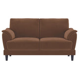 Selma - Velvet Upholstered Crescent Arm Loveseat - Rust by Coaster Fine Furniture | Bel Furniture