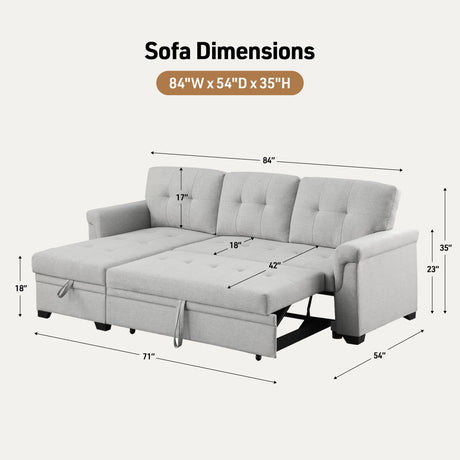 Lucca - Reversible Sleeper Sectional Sofa With Storage Chaise - view 17