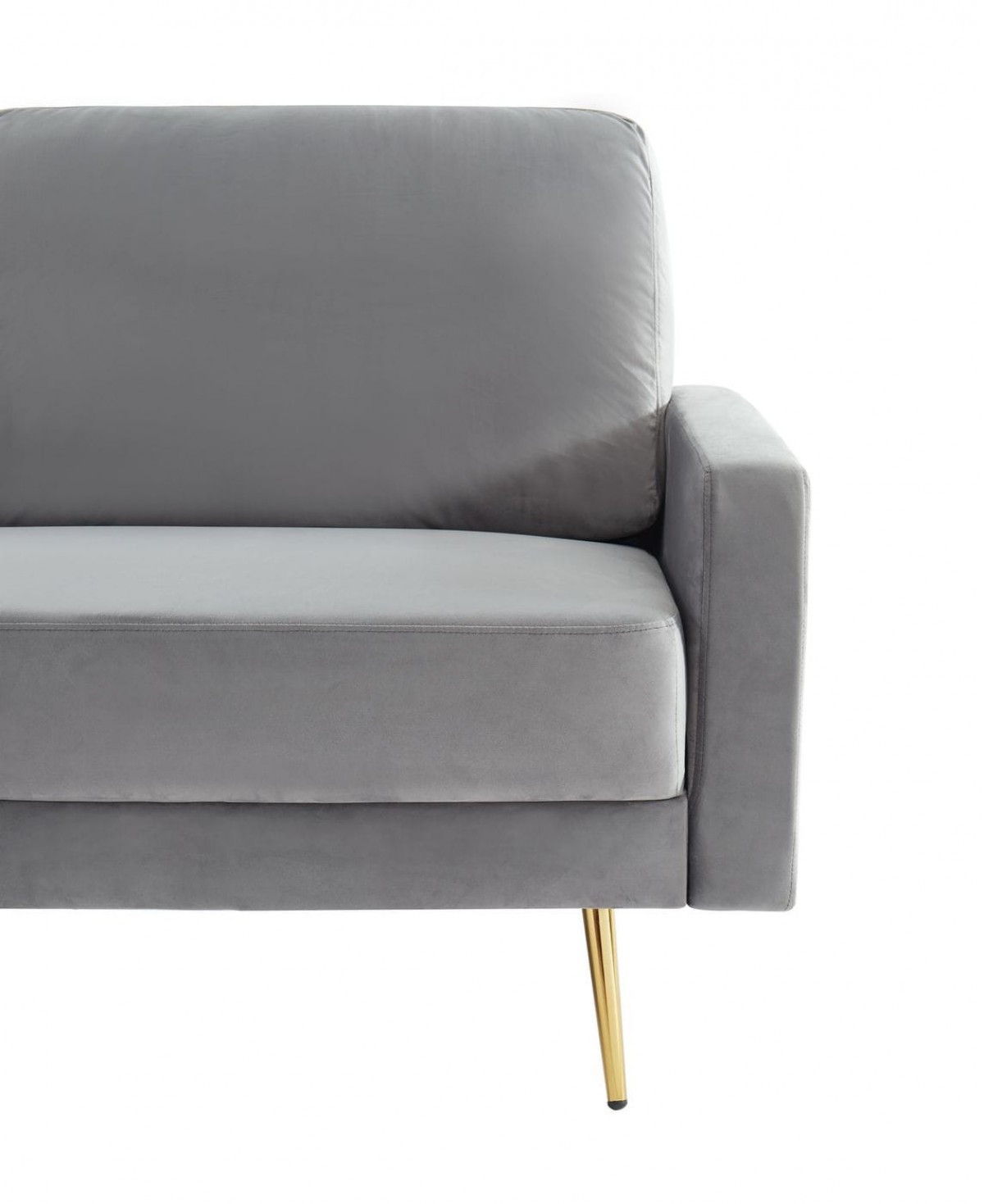 Velvet Sofa With Brass Legs - Gray