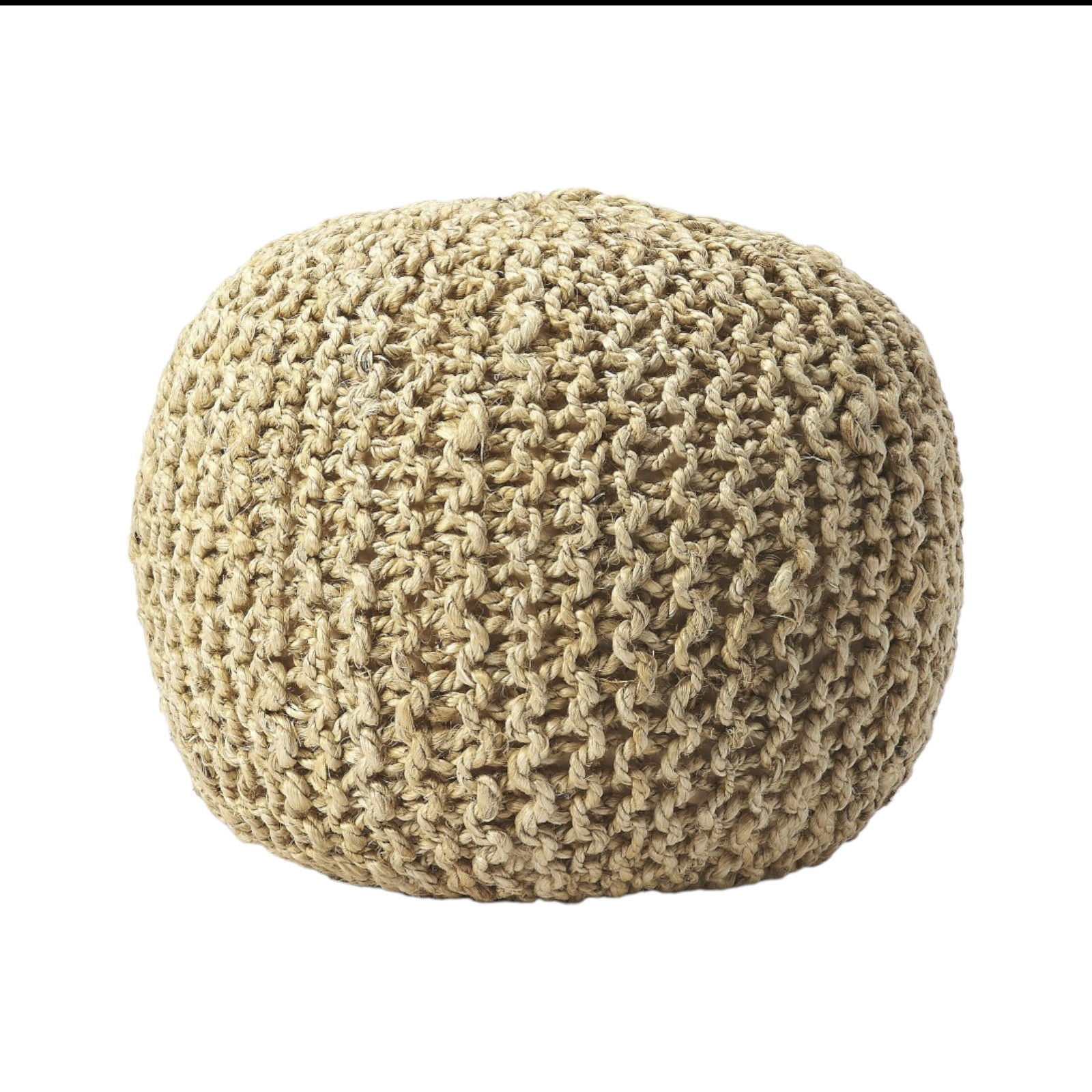 Jute Round Pouf Ottoman - Natural