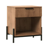 Modern Fluted Drawer Nightstand With Open Cubby Coastal Dark Brown by Walker Edison | Bel Furniture