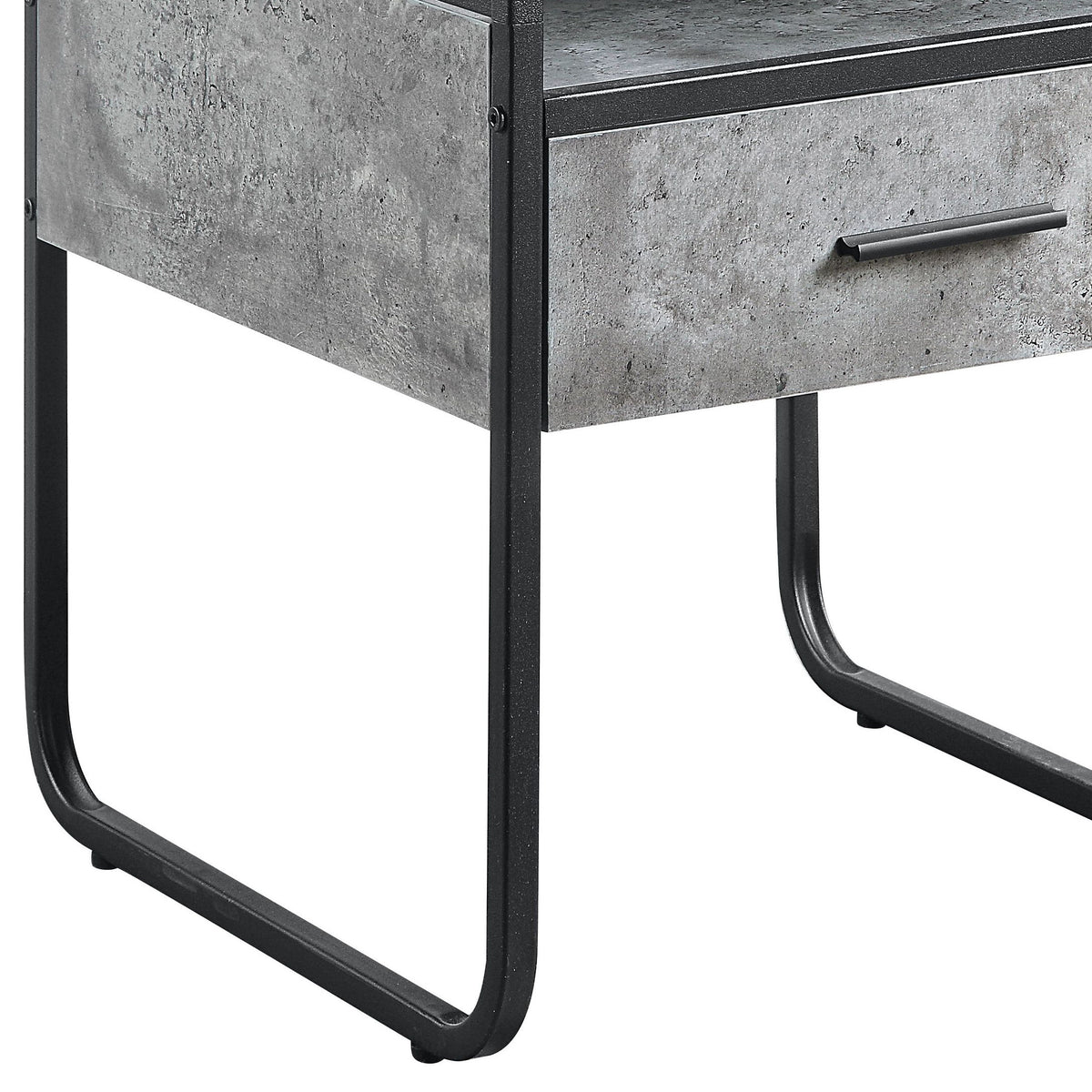 Raziela - End Table With Drawer - Concrete Gray / Black by Urban Nest | Bel Furniture