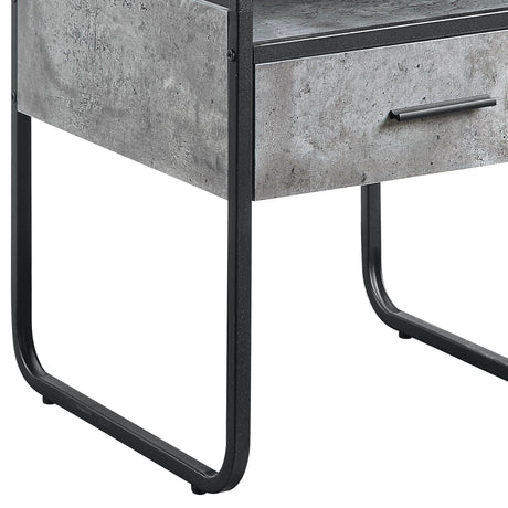 Raziela - End Table With Drawer - Concrete Gray / Black by Urban Nest | Bel Furniture