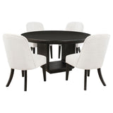 Leandro - 5 Piece Round Dining Table Set - Cream / Burnished Black