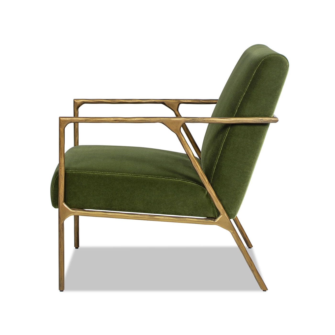 Aerin - Hammered Brass Upholstered Accent Arm Chair - Arm