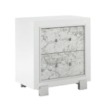Skye - Marble Nightstand - White