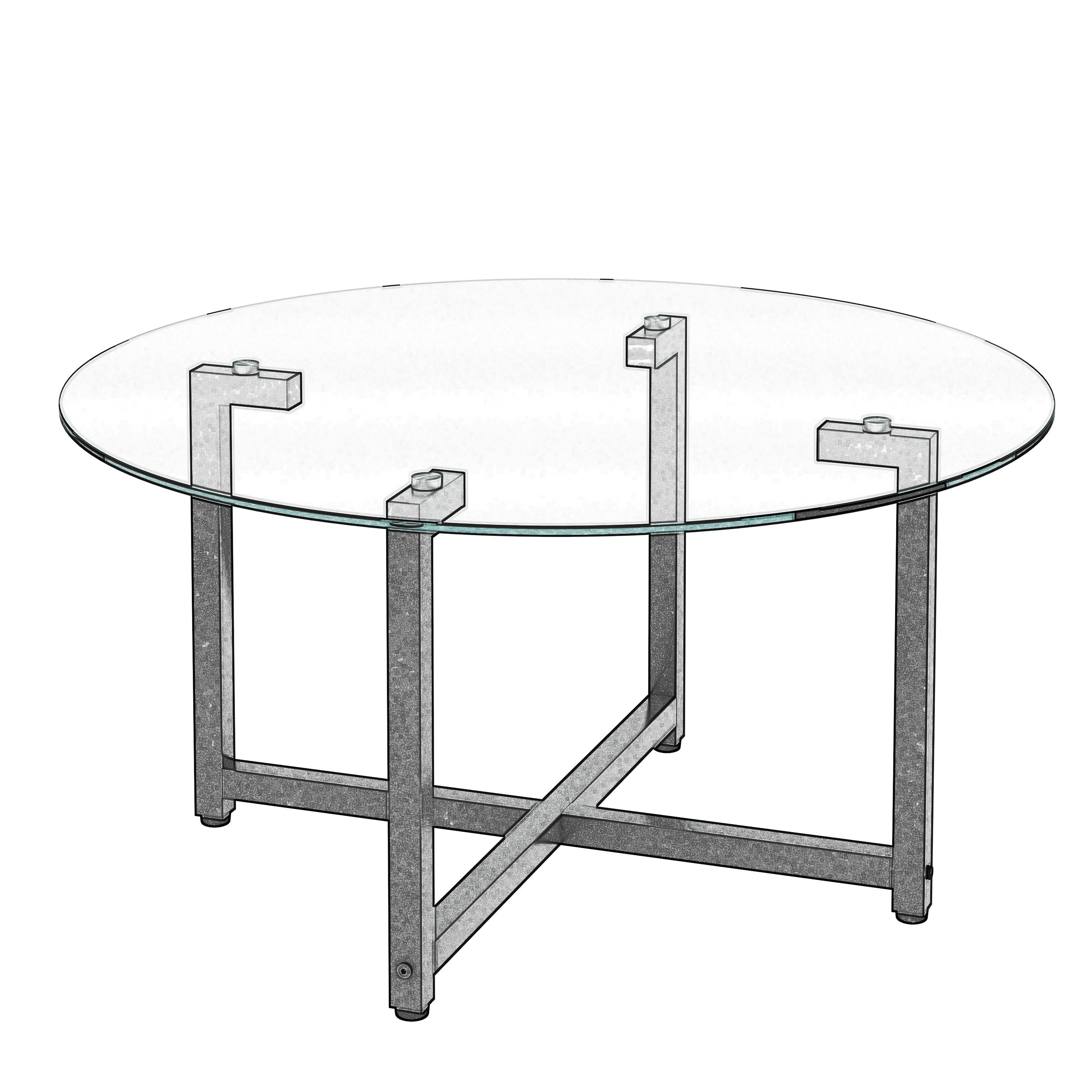 JWS Round Glass Coffee Table, Clear Coffee Table, Modern Side Center Tables For Living Room