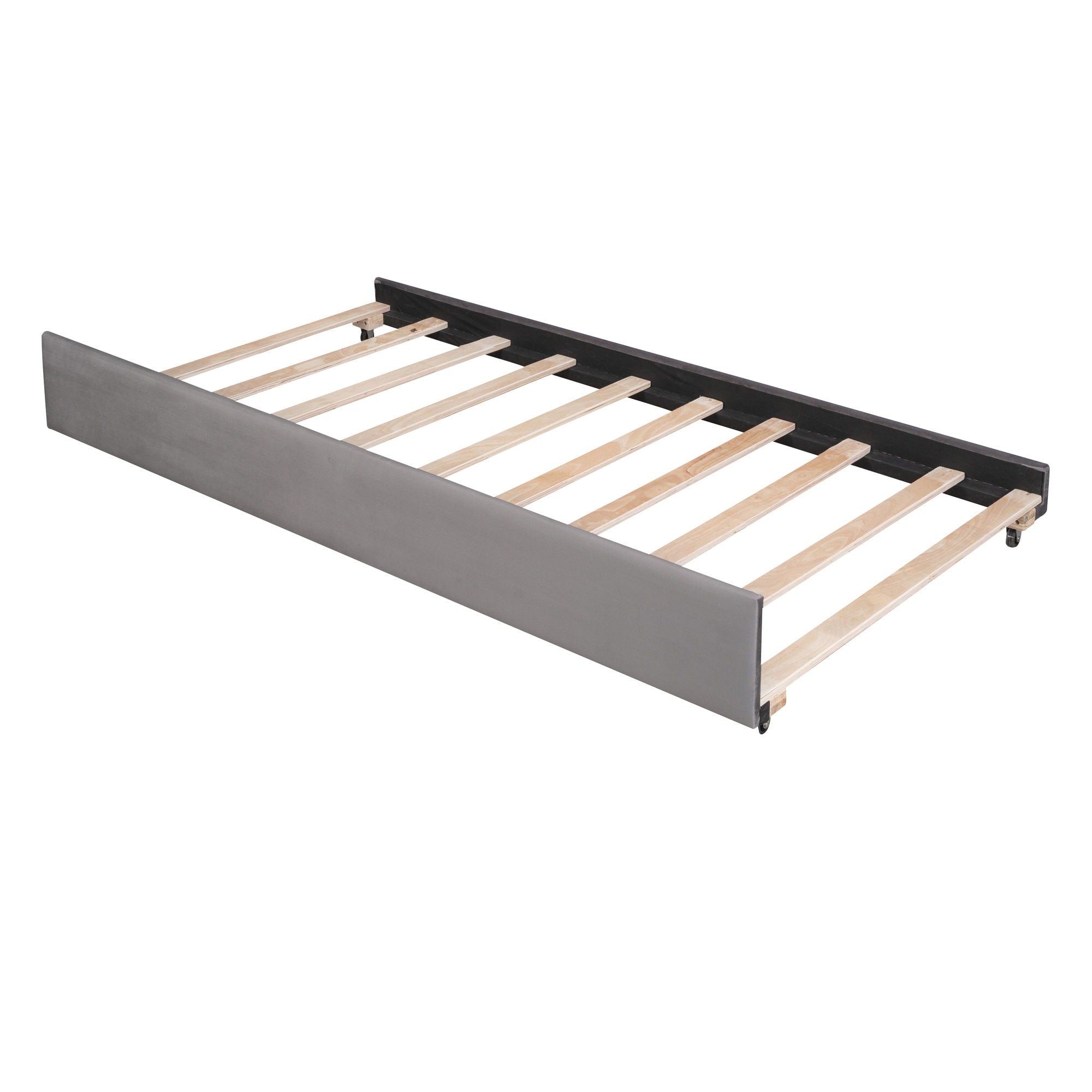 Upholstered Daybed With Trundle, Wood Slat Support