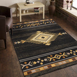 Tribes - 2'7" X 7'3" Southwest Area Rug Polypropylene - Black by Icona Home Decor | Bel Furniture