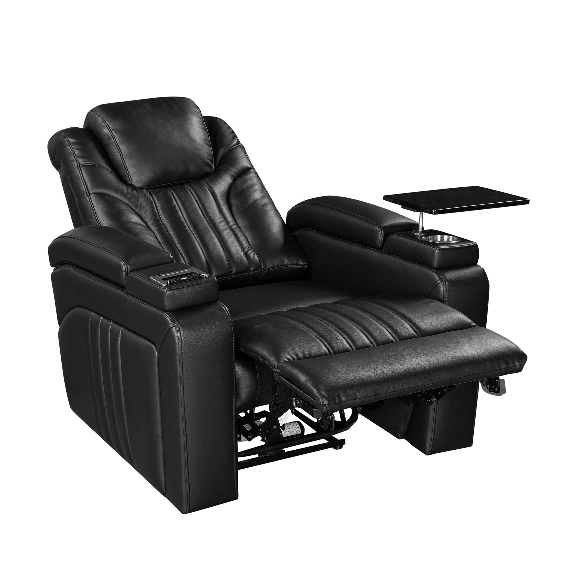 Power Recliner Home Theater Recliner With Power Adjustable Headrest, Wireless Charging Device, USB Port, Storage Arms, Cup Holder And Swivel Tray Table For Living Room