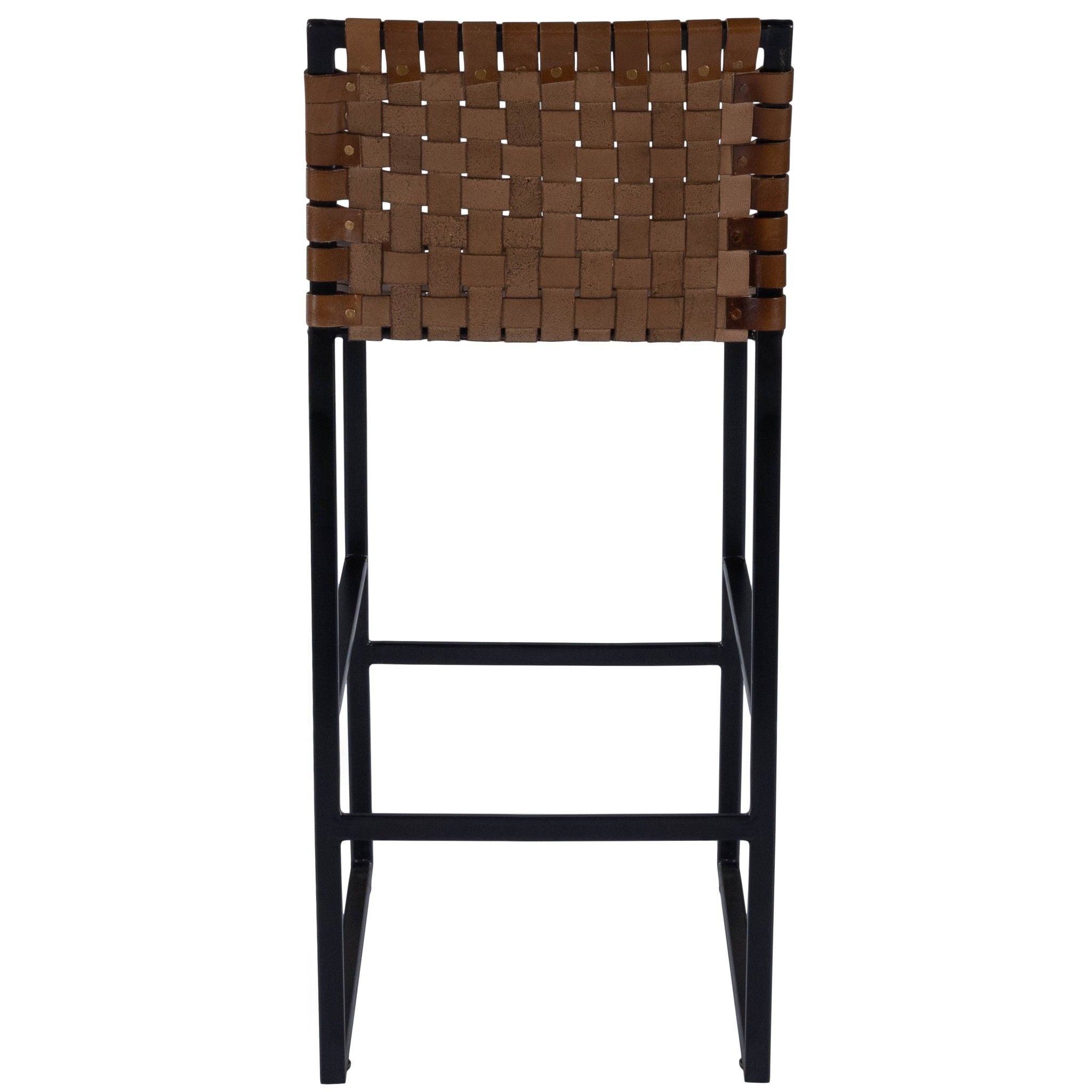 Leather And Steel Bar Chair - Brown / Black