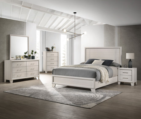Charlie - Bedroom Set White 5 Pc. Bed, Dresser, Mirror, Chest, Nightstand Full by Crown Mark | Bel Furniture