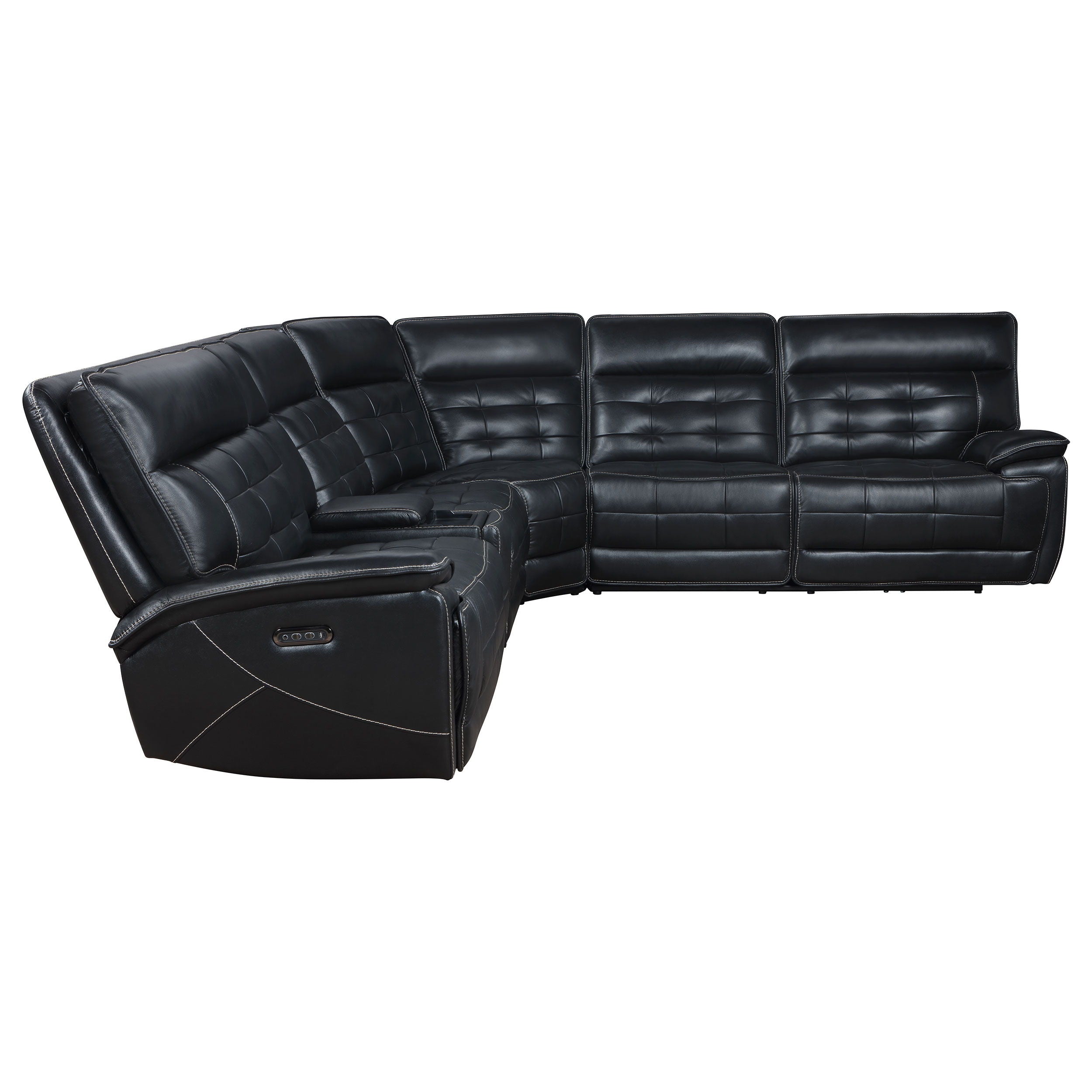 Hewitt - Leather Upholstered Power Reclining Sectional - Black