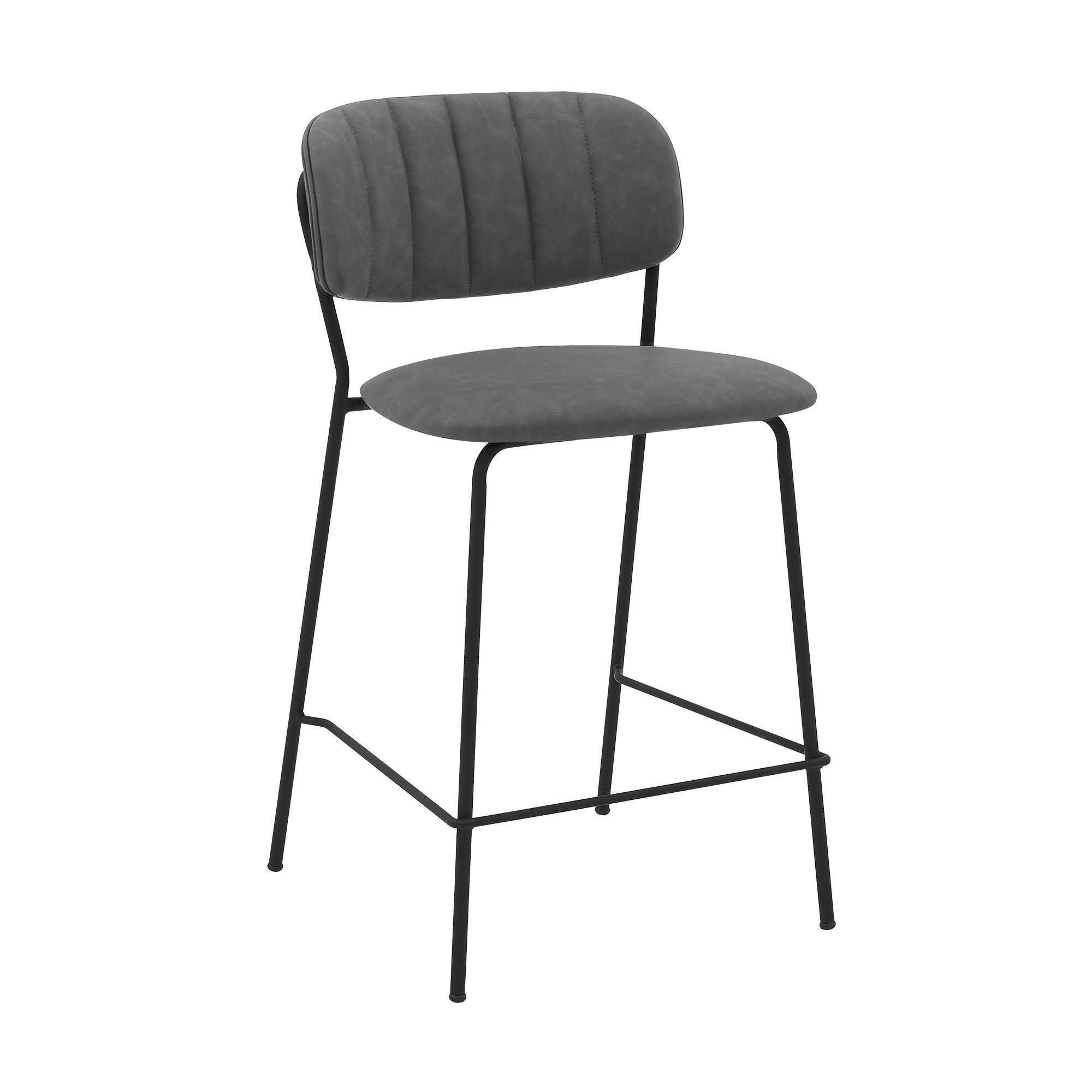 Iron Counter Height Bar Chair - Gray / Black