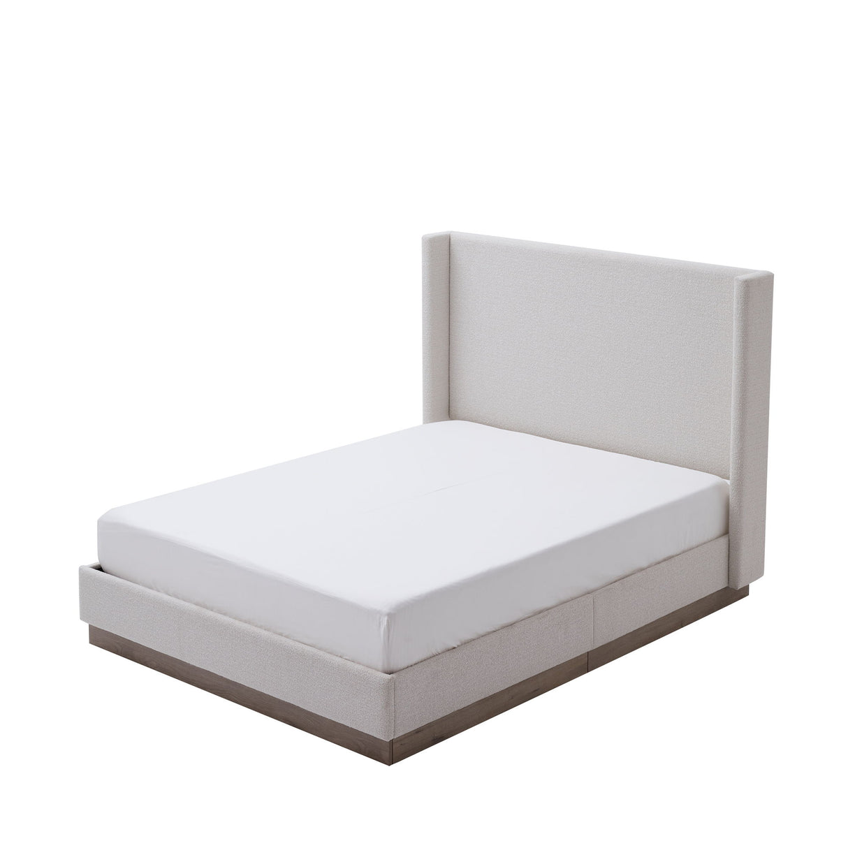 Hosford - Minimalist Upholstered Wingback Bed With Wood Base Platform