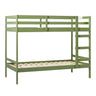 Modern Simple Solid Wood Bunk Bed Green Twin over Twin by Walker Edison | Bel Furniture