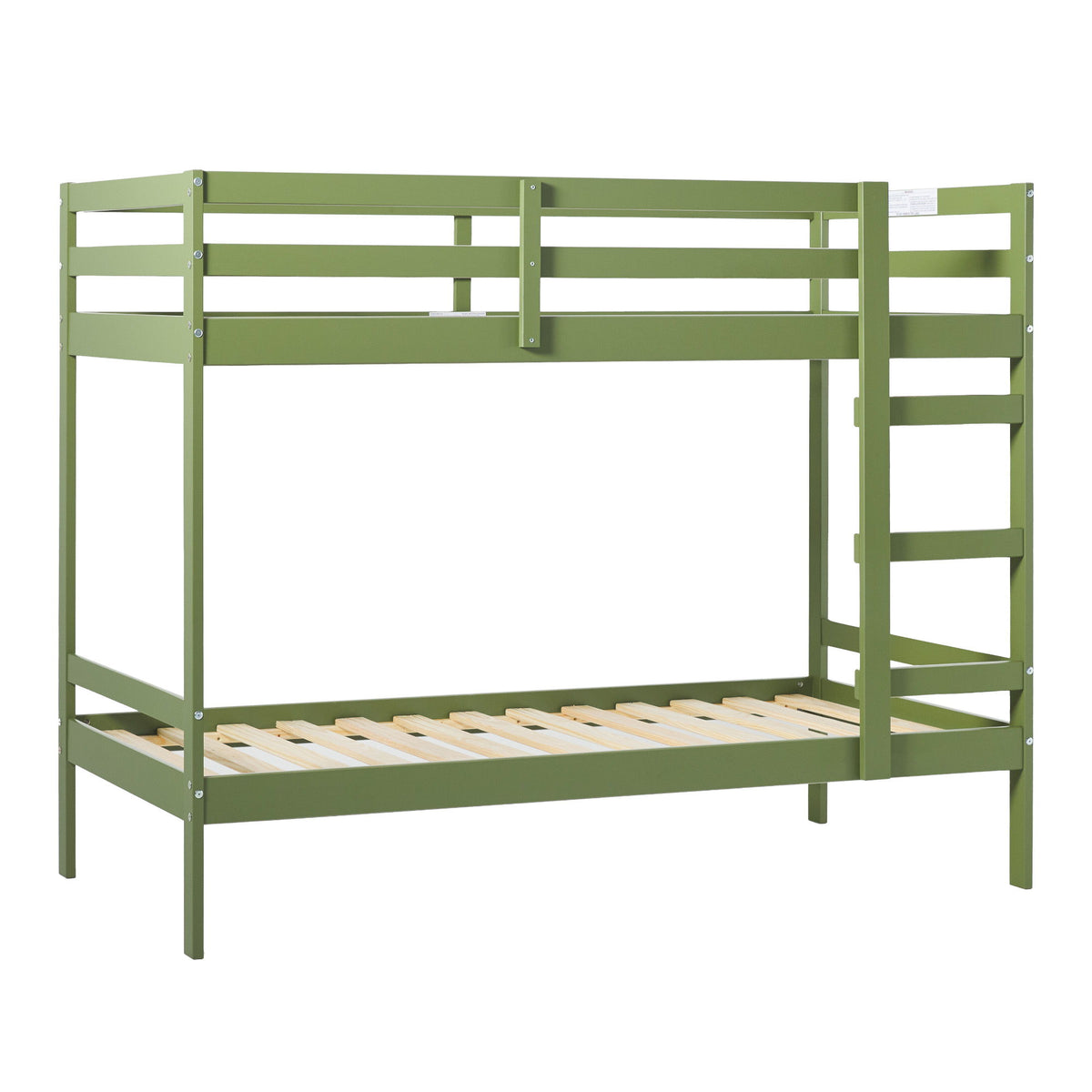 Modern Simple Solid Wood Bunk Bed Green Twin over Twin by Walker Edison | Bel Furniture