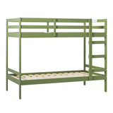 Modern Simple Solid Wood Bunk Bed Green Twin over Twin by Walker Edison | Bel Furniture