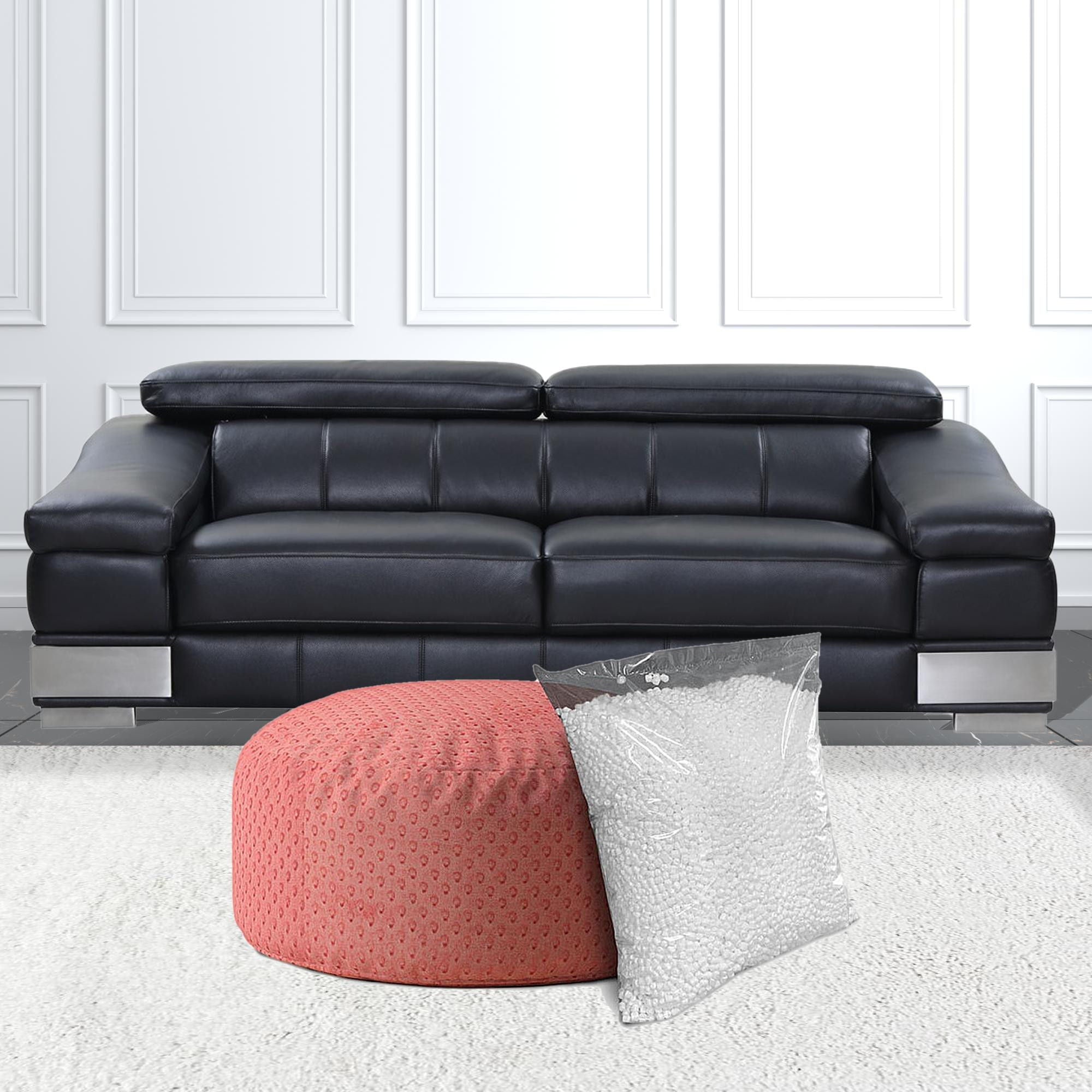 Polyester Round Pouf Cover - Coral