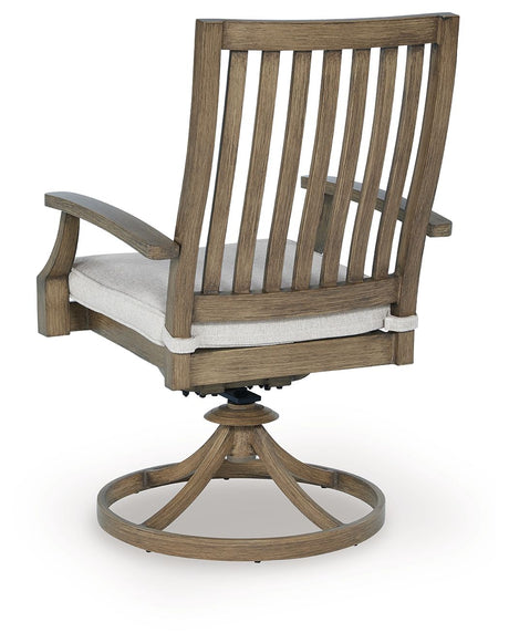 Rainier Ranch - Brown / Beige - Swivel Chair With Cushion (Set of 2) by Signature Design by Ashley® | Bel Furniture