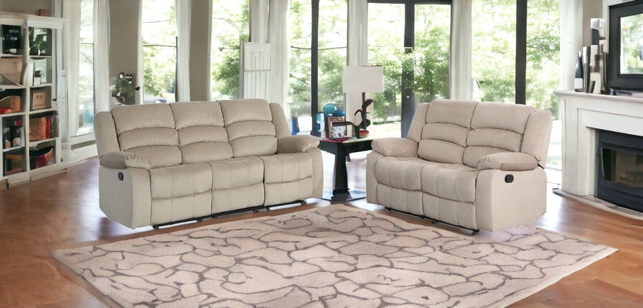 2 Piece Indoor Microsuede Five Person Seating Set - Beige