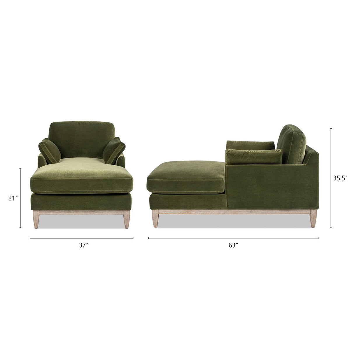 Pasadena - Modern Farmhouse Chaise Lounge Chair - Olive Green by Jennifer Taylor Home | Bel Furniture