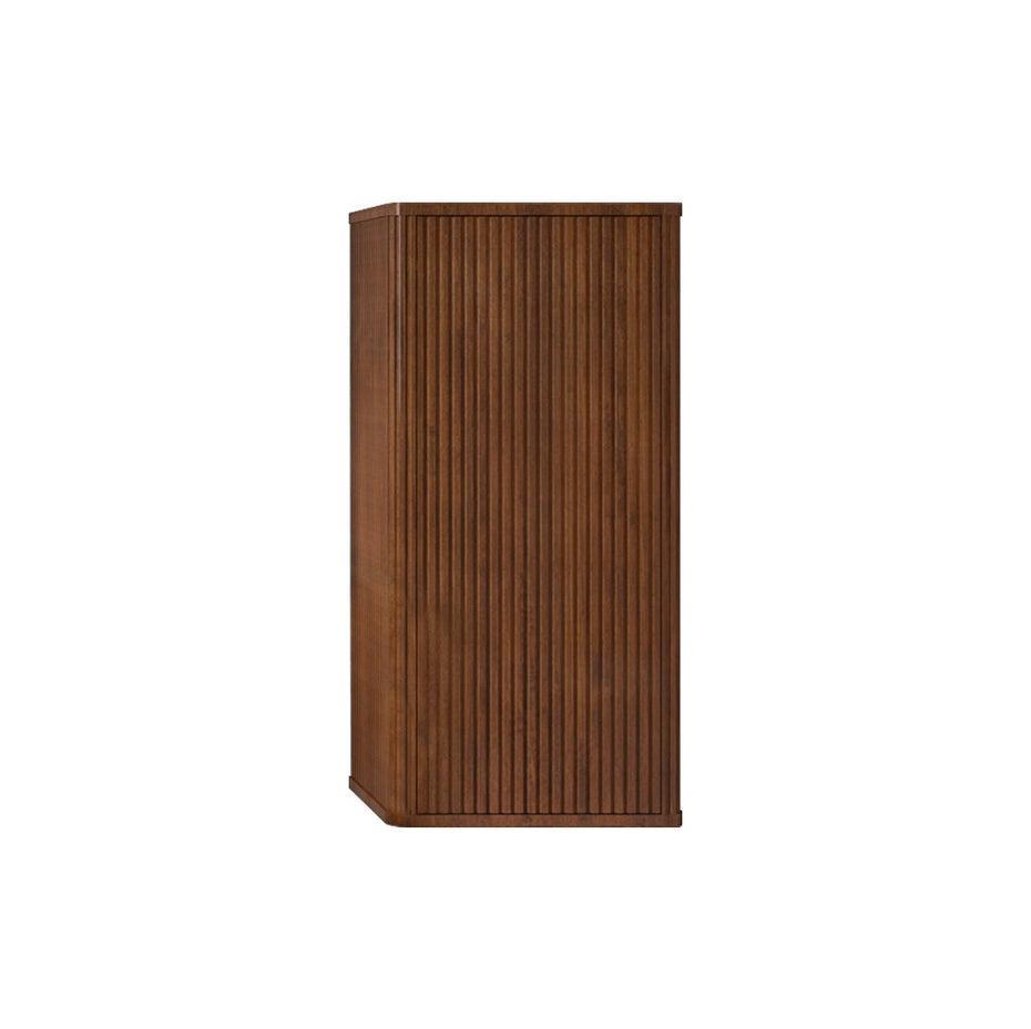 Striped Walnut Bathroom Floating Side Cabinet, Wall-Mounted Storage Cabinet For Small Spaces - Walnut