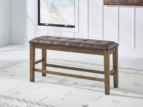 Urbinforte - Double Counter Height Upholstered Bench - Light Brown - view 3