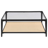 Amherst - Glass Top Metal with Cane Shelf Table by Coaster Fine Furniture | Bel Furniture