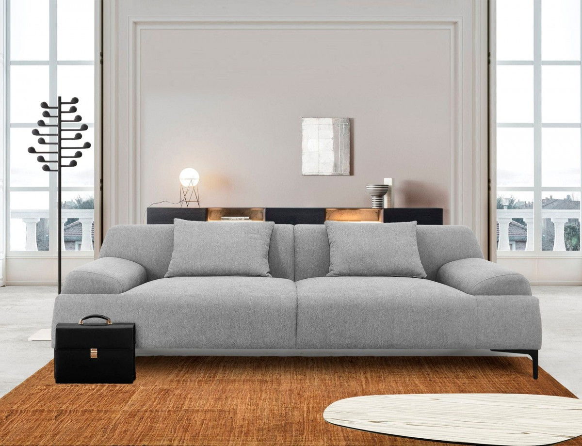 Sofa And Toss Pillows & Black Legs - Gray