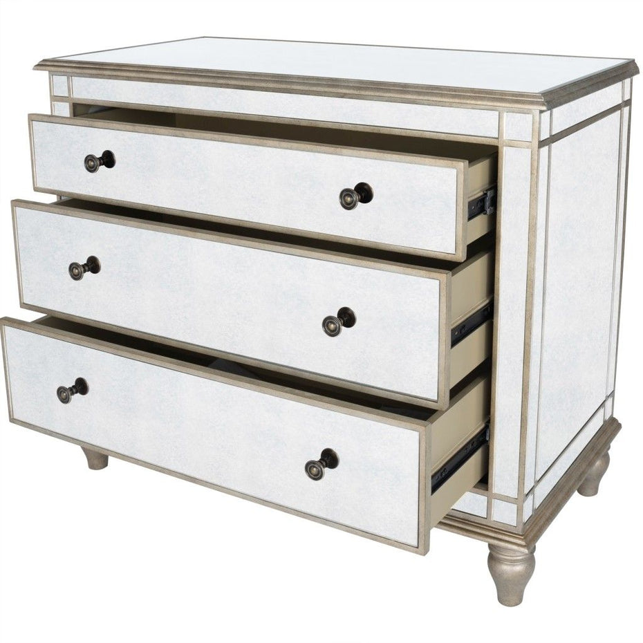 Rectangle Three Drawer Console Storage Chest - Mirrored