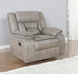 Greer - Upholstered Swivel Glider Recliner Chair by CoasterEveryday | Bel Furniture