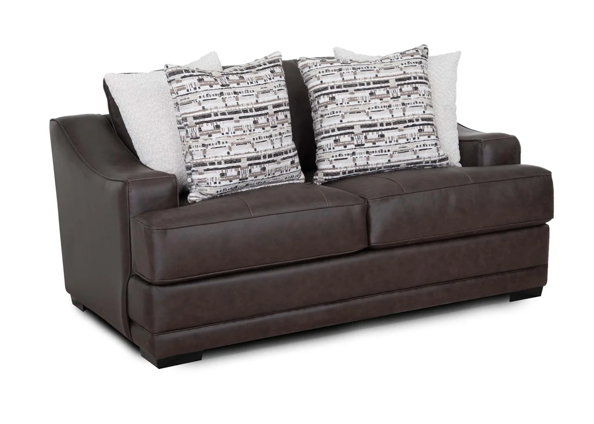 Transitional Dark Brown 2 Piece Sofa and Loveseat Set with Flared Arms & Reversible Cushions