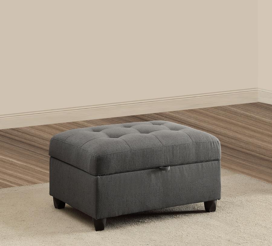 Stonenesse - Rectangular Upholstered Storage Ottoman - Gray